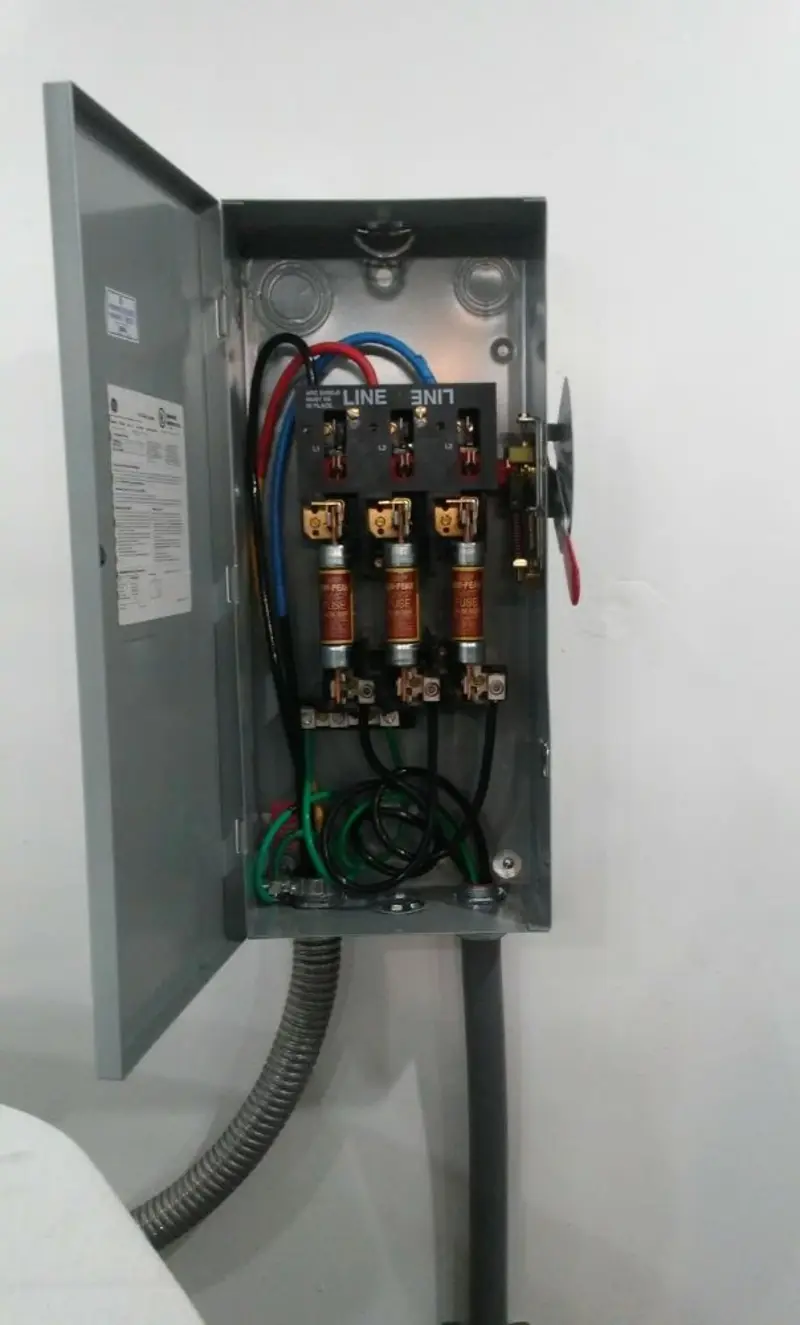 Three-phase disconnect switch installed for Electrical Wiring & Rewiring in Cheshire